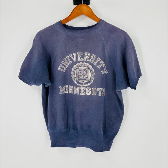 Vintage 1960’s Champion Sweatshirt Flock Print Sz Medium University Of Minnesota
